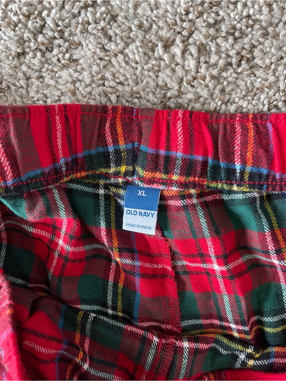 Old Navy Red and Green Plaid Pajama Bottoms